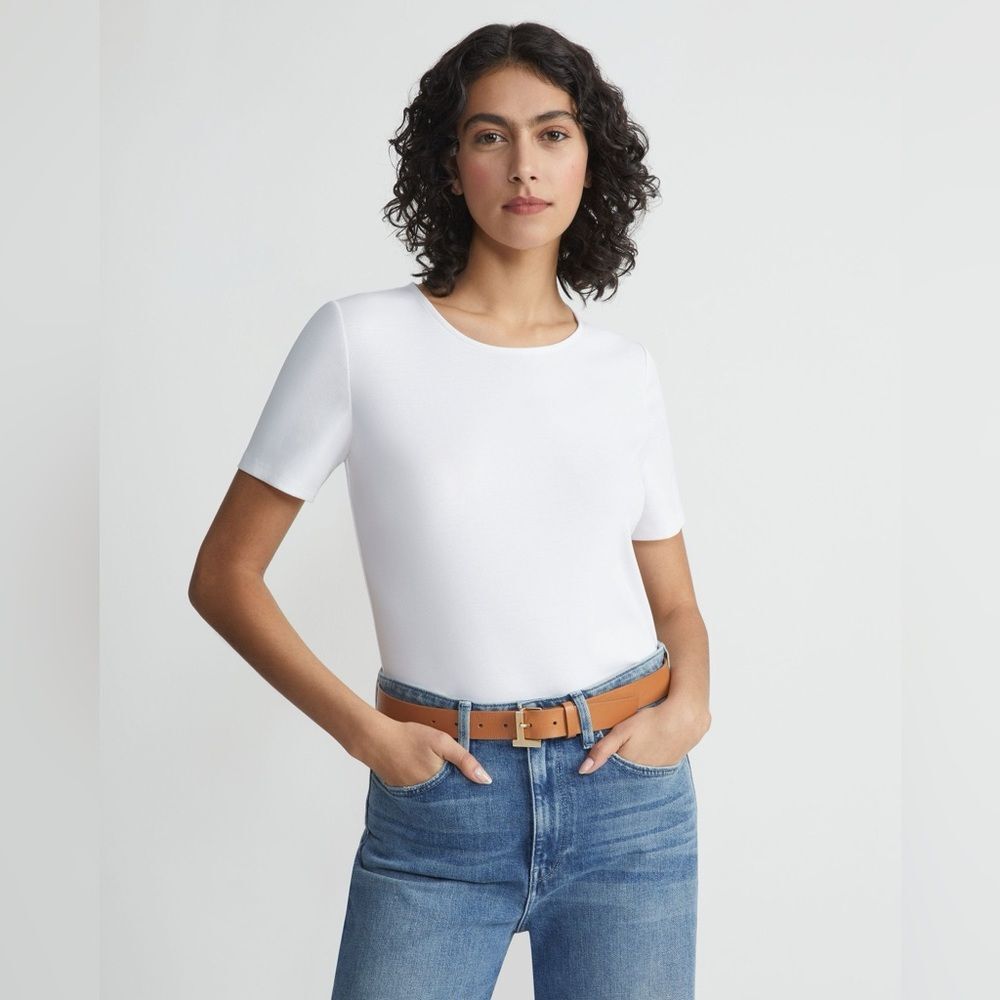 Lafayette 148 NY Cotton Rib Crew Neck T-Shirt 3X White Excellent Condition - Picture 4 of 9